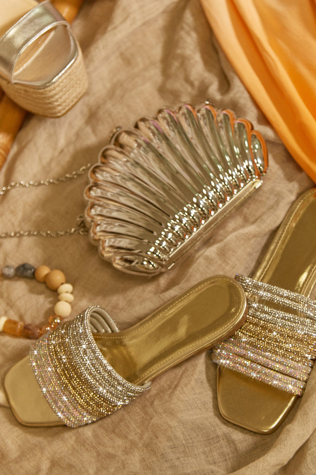 Load image into Gallery viewer, Gold-Tone Sandals
