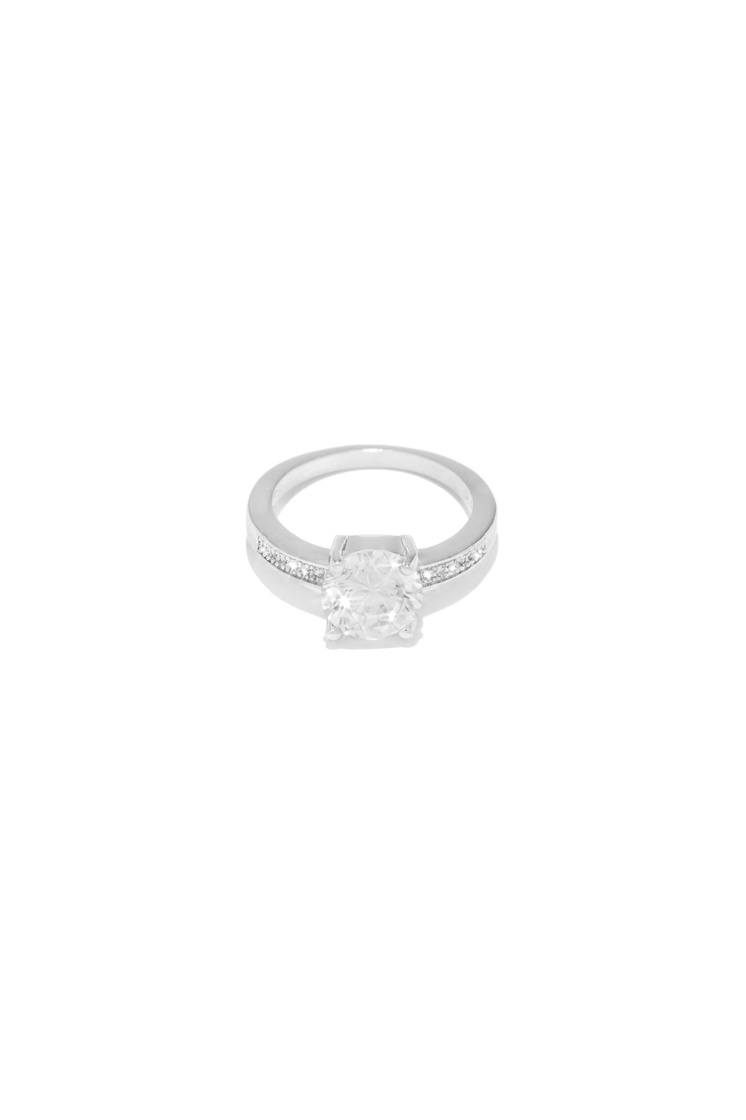 Silver Tone Ring With Cubic Zirconia