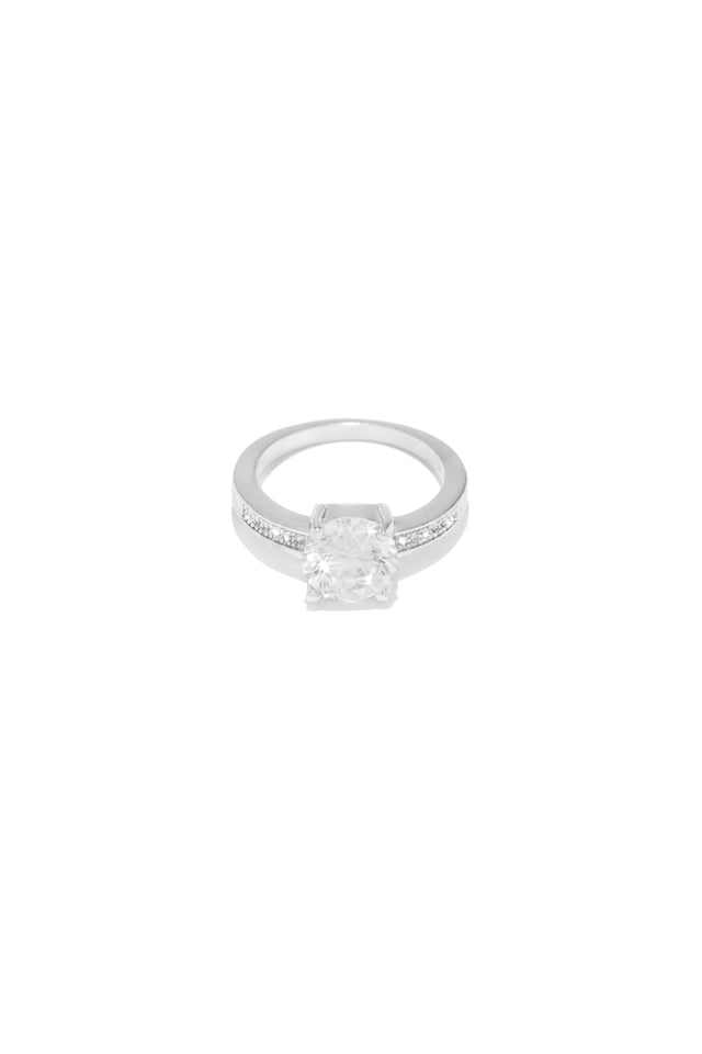 Load image into Gallery viewer, Silver Tone Ring With Cubic Zirconia
