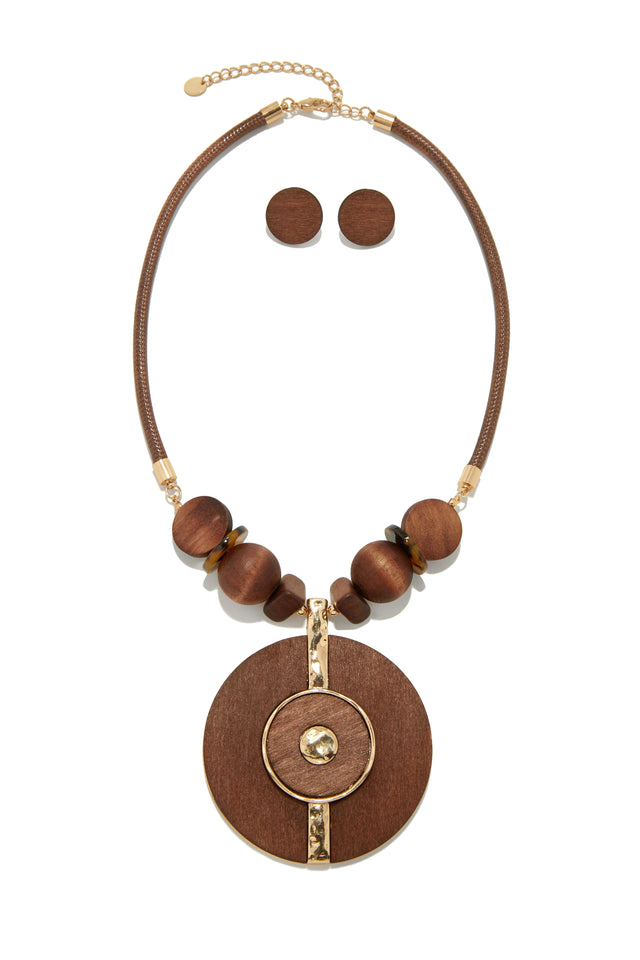 Load image into Gallery viewer, Wooden Necklace And Earring Set 
