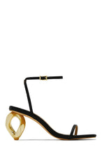 Load image into Gallery viewer, Black High Heels With Gold Tone Heel 
