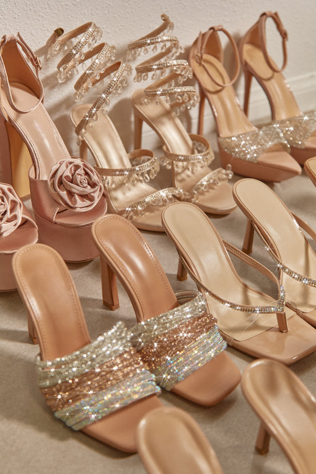 Load image into Gallery viewer, Feeling Myself Embellished High Heel Mules - Nude
