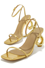 Load image into Gallery viewer, Gold-Tone Open Toe Single Sole Heels
