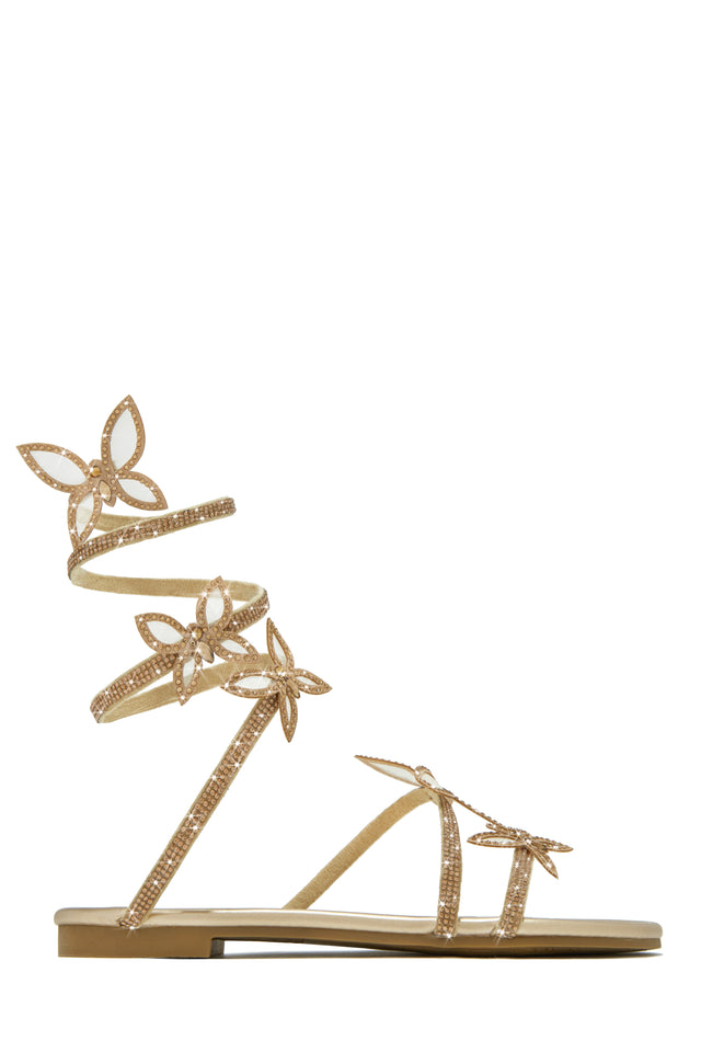 Load image into Gallery viewer, Gold Tone Butterfly Sandals
