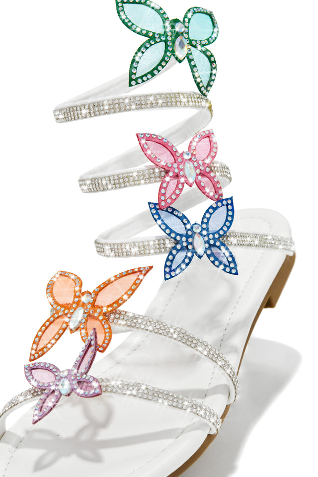 Fantasy Embellished Around The Ankle Coil Sandals - White