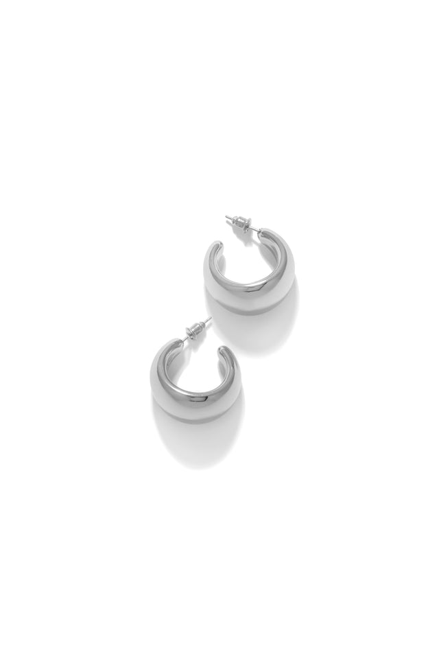 Load image into Gallery viewer, Silver Tone Chunky Hoop Earring
