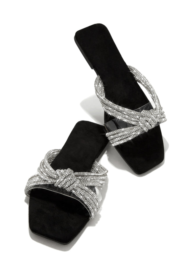 Black sandals hotsell with silver accents