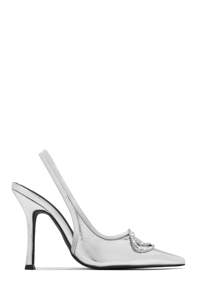 Load image into Gallery viewer, Silver Tone Pump With Embellished Accent 
