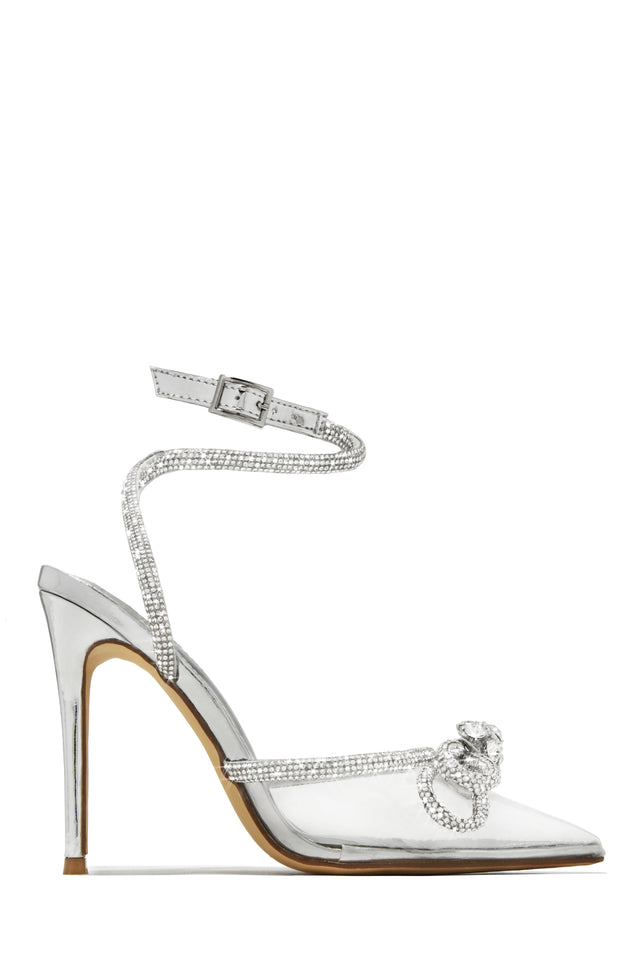 Load image into Gallery viewer, Embellished Silver Tone High Heels
