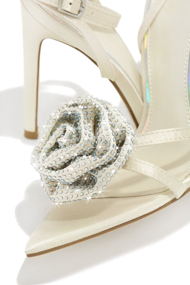 Miss Lola Rose Ivory Embellished Rose High Heels MISS LOLA