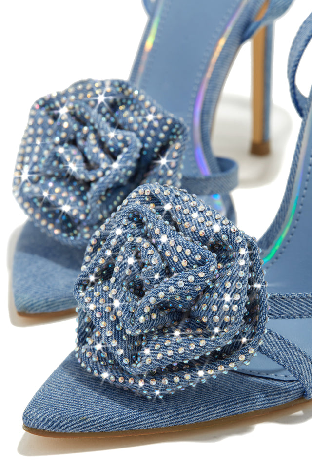Load image into Gallery viewer, Embellished Denim Flower 
