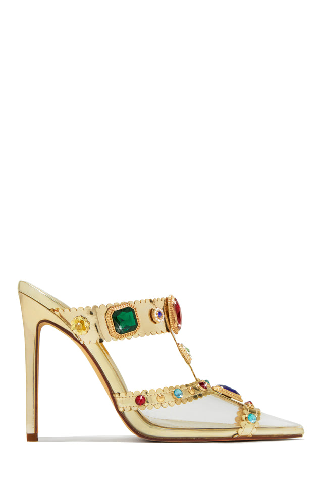 Load image into Gallery viewer, Gold Tone High Heel Pump
