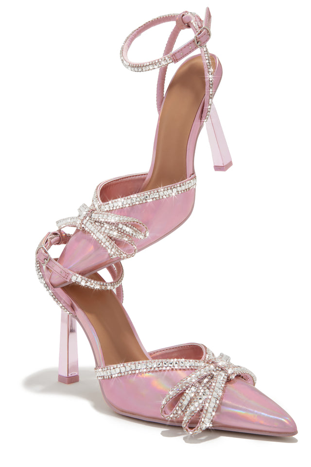 Load image into Gallery viewer, Devoted Embellished Ankle Strap High Heel Pumps - Pink
