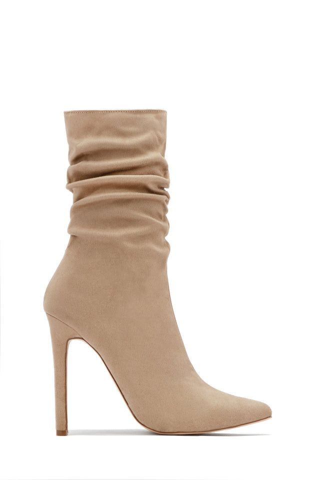 Load image into Gallery viewer, Solemate Ruched Detailed Ankle Heel Boots - Nude
