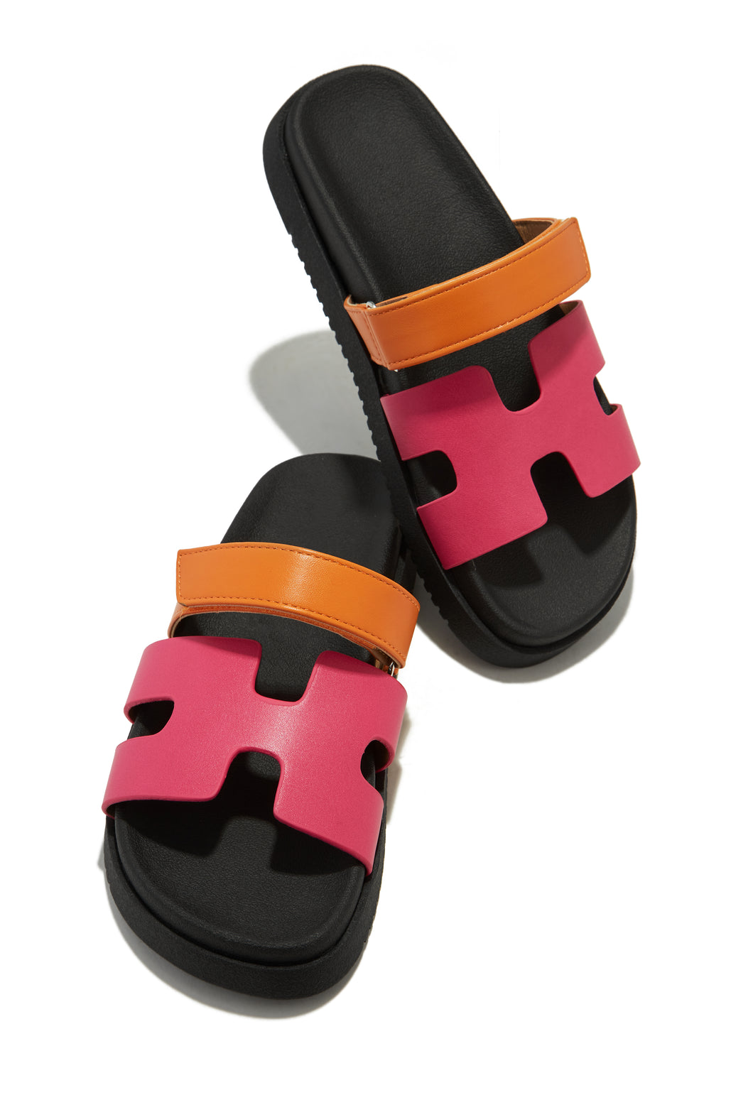 Orange and Pink Chunky Slip On Sandals