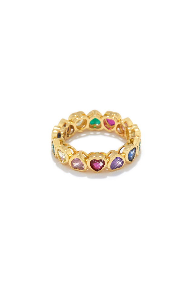 Load image into Gallery viewer, Sweet Love Heart Embellished Ring - Gold Multi
