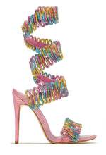 Load image into Gallery viewer, Exotic Touch Embellished Coil Strap High Heels - Silver
