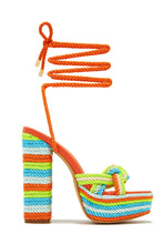 Load image into Gallery viewer, Multi Color Lace Up Platform Chunky Heels
