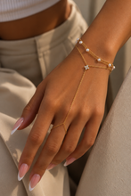 Load image into Gallery viewer, Dahlia Pearl Hand Chain Bracelet – Gold
