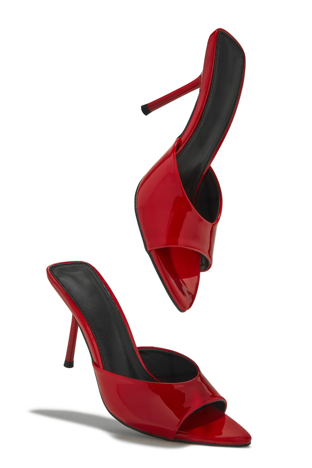 Load image into Gallery viewer, Naiya Open Pointed Toe Mule Heels - Red
