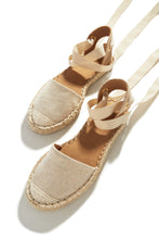 Load image into Gallery viewer, Natural Lace Up Espadrille Flats
