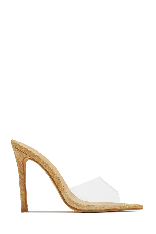 Miss Lola Beauty Blogger Natural Clear Strap Heel Mules MISS LOLA