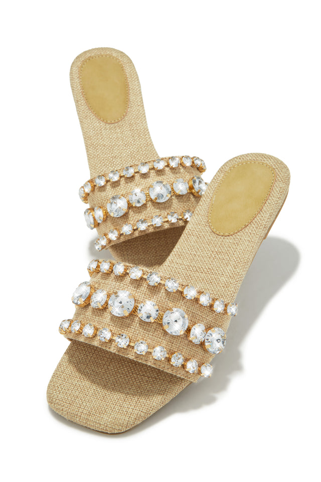 Load image into Gallery viewer, Luxe Paradise Embellished Slip On Sandals - Natural
