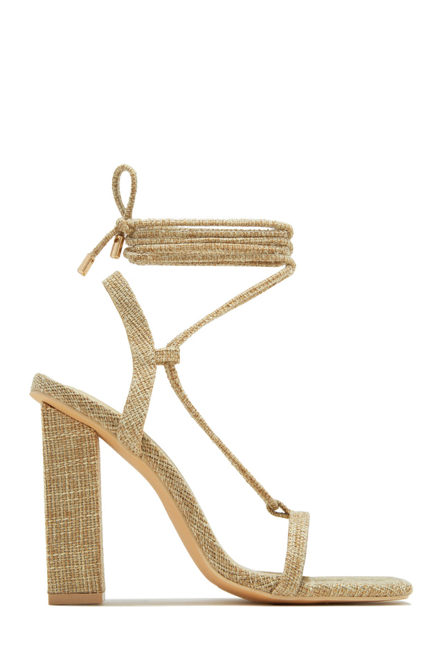 Load image into Gallery viewer, Evonne Lace Up Block Heels - Natural
