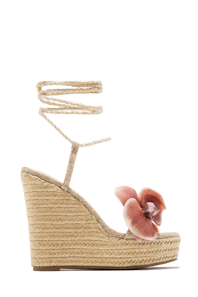 Load image into Gallery viewer, Maui Lace Up Platform Wedges - Natural
