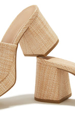 Load image into Gallery viewer, Natural Slip On Chunky Heel Mules
