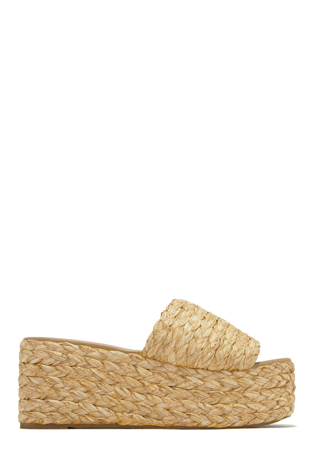Load image into Gallery viewer, Natural Slip on Platform Sandals
