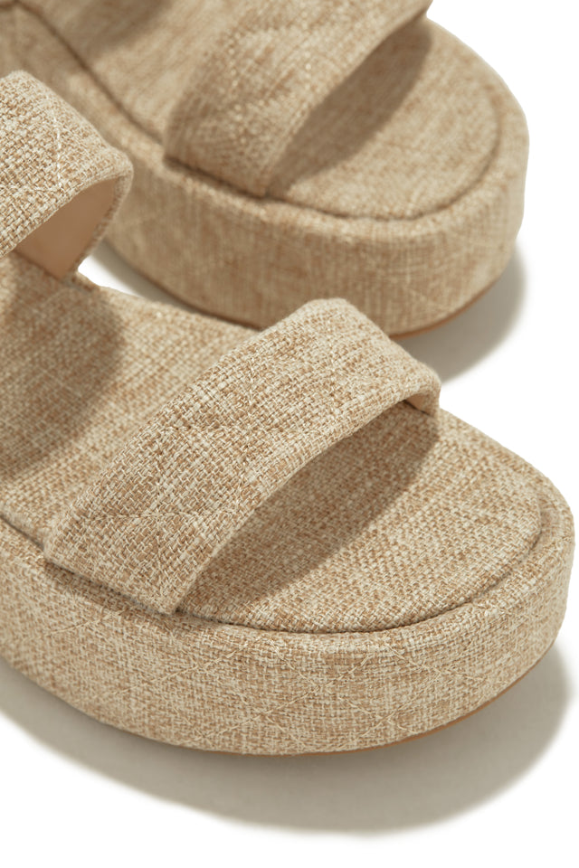 Load image into Gallery viewer, Platform Nude Linen Sandal
