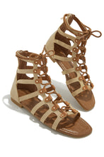 Load image into Gallery viewer, Summer Getaway Lace Up Gladiator Sandals - Natural
