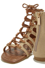 Load image into Gallery viewer, Summer Getaway Lace Up Gladiator Sandals - Natural

