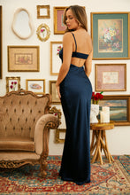 Load image into Gallery viewer, Blue Navy Bias Cut Maxi Dress
