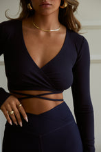 Load image into Gallery viewer, Navy Rib Knit Long Sleeve Top
