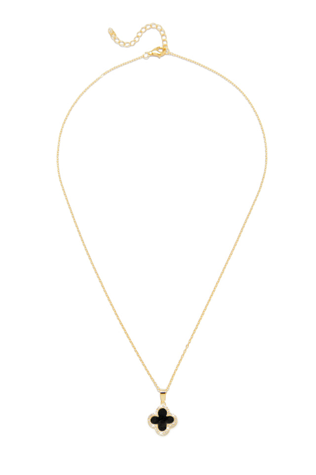 Load image into Gallery viewer, Gold-Tone Embellished Necklace with Black Clover
