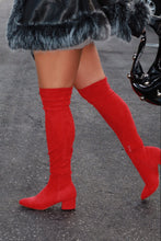 Load image into Gallery viewer, New Moon Over The Knee Block Heel Boots - Red
