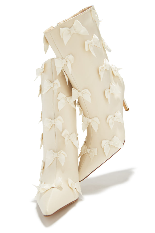 Load image into Gallery viewer, Bone Ankle Boots with Bow Detailing
