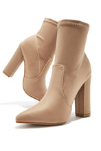 Load image into Gallery viewer, Nude Chunky Heel Booties
