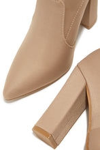 Load image into Gallery viewer, Nude Block Heel Pointed Toe Ankle Boots
