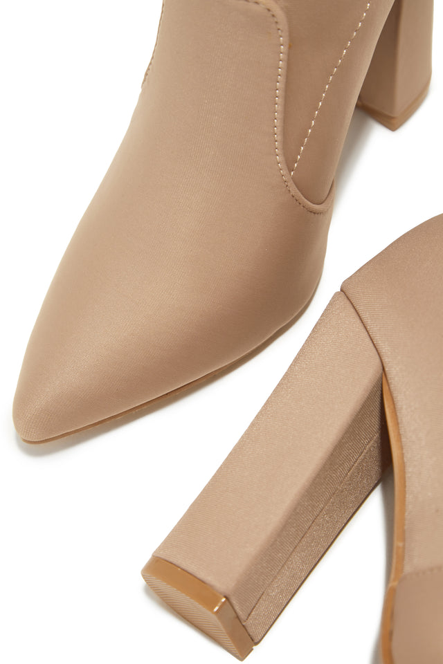 Load image into Gallery viewer, Nude Block Heel Pointed Toe Ankle Boots
