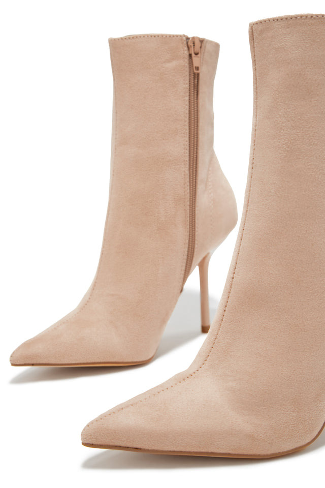 Load image into Gallery viewer, Last Night Pointed Toe High Heel Ankle Boots - Nude
