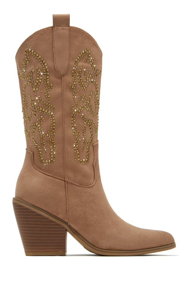 Load image into Gallery viewer, Nude Embellished Cowgirl Boots
