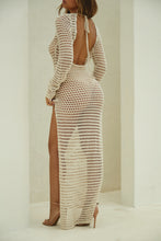 Load image into Gallery viewer, Nude Crochet Open Back Maxi Dress
