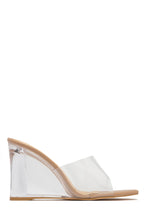 Load image into Gallery viewer, Nude Clear Strap Wedge Mules
