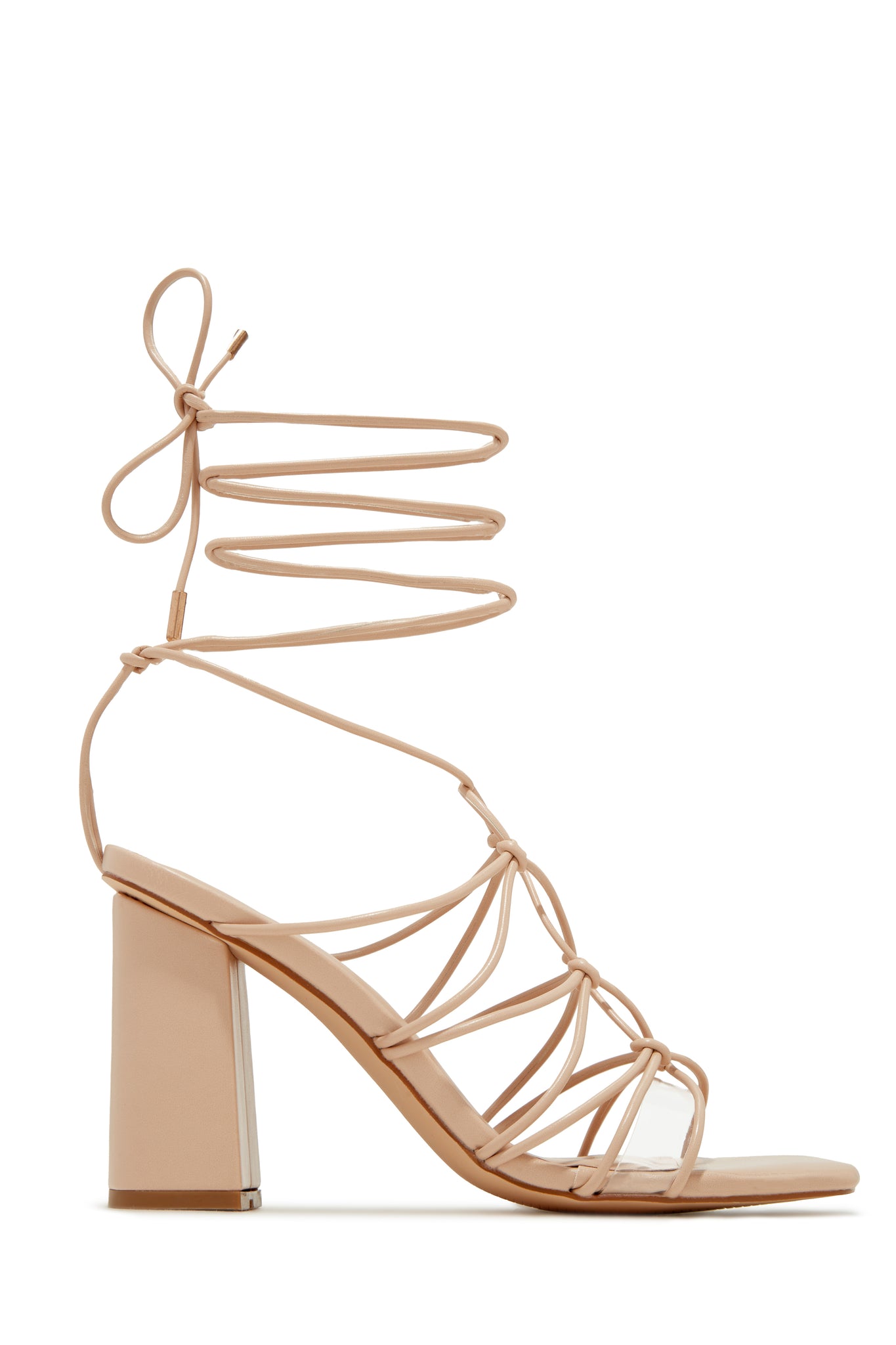 Nude tie up block heels hotsell