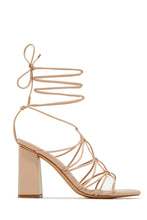 Load image into Gallery viewer, Palmera Lace Up Block Heels - Nude
