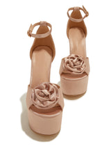 Load image into Gallery viewer, Nude Satin Platform Heels

