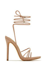 Load image into Gallery viewer, Nude Tone Lace-Up High Heels
